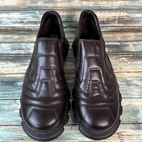 San Marina Mens 10-10.5 Loafer Slip On Comfort Casual Quilted Brown Leather Shoe main image 9